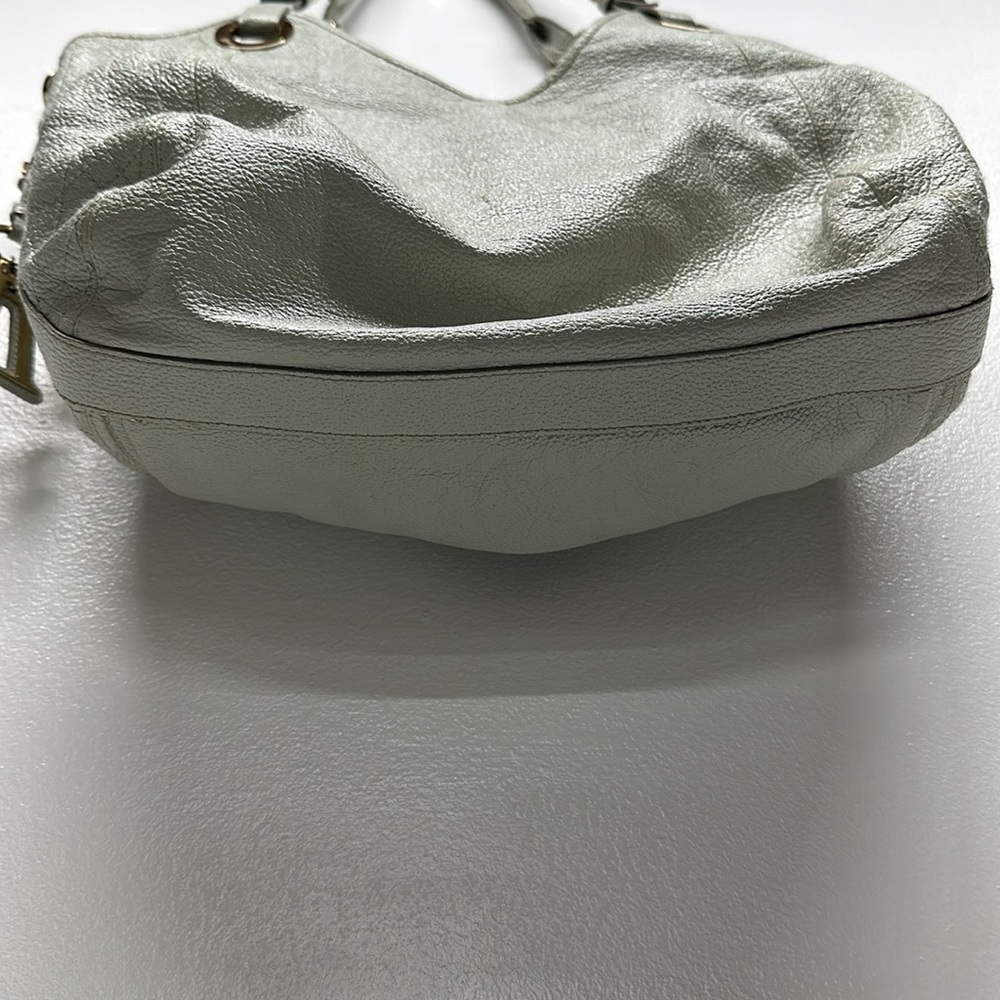 Dior Light Gray Leather Hobo Bag with D Charm - Picture 9 of 16